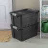 19 Gallon Stacker Tote Plastic, Black, Set of 6