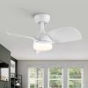 28 In Intergrated LED Ceiling Fan Lighting with White ABS Blade