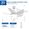 30 In Intergrated LED Ceiling Fan Lighting with White ABS Blade