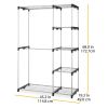 Double Rod Closet System; Metal with Resin Connectors; Silver and Black