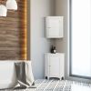 Glancy One Shutter Door Wooden Removable Corner Wall Cabinet, White