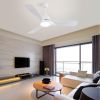 54 Inch White ABS Ceiling Fan 6 Speed Smart Remote Control Dimmable Reversible DC Motor For Living Room