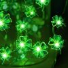 1 Set Of St Patrick's Day String Lights, Four-Leaf Clover Light String Shamrock Irish Fairy LED Light 10 Feet 40 Green Color LEDs Battery Operated Wit