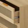 31.50"3-Drawers Rattan Storage Cabinet Rattan Drawer,for Bedroom,Living Room,Dining Room,Hallways,Oak