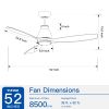 52 inch indoor black ceiling fan with LED light