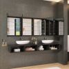 80" x 30" Black Medicine Cabinets with Mirror Recessed or Surface Wall-Mounted Aluminum Alloy Vanity Mirror with Storage