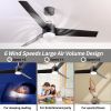 52 Inch Ceiling Fans with Lights Flush Mount, Modern Ceiling Fan with Light and Remote Control - 3 Blades Indoor Outdoor Ceiling Fan Low Profile for P