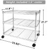 Heavy Duty 3-Shelf Shelving Unit;  24" D x 14"W x 20" H;  3 Tier;  Silver