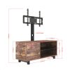 Rustic Brown TV Console with push-to-open Storage Cabinet for TV up to 65in Wood &glass TV Stand for Living Room Bedroom