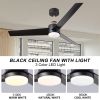 52 Inch Ceiling Fans with Lights Flush Mount, Modern Ceiling Fan with Light and Remote Control - 3 Blades Indoor Outdoor Ceiling Fan Low Profile for P