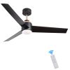 52 Inch Ceiling Fans with Lights Flush Mount, Modern Ceiling Fan with Light and Remote Control - 3 Blades Indoor Outdoor Ceiling Fan Low Profile for P