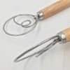 1pc Stainless Steel Dough Whisk With Wooden Handle - Bread Making Tool For Kitchen; Ideal For Homemade Pizza; Bread Dough And Pastry; Rust-Resistant A