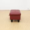 Red Semi PU Synthetic Leather Ottoman Living Room Sofa