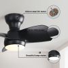 23 Inch Bedroom Ceiling Fan With 3 Color Dimmable 3 ABS Blades Remote Control DC Motor Black With 18W Led Light