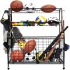 Sports Equipment Organizer, Sports Gear Basketball Storage with Baskets and Hooks,Ball Storage Rack, Garage Ball Storage, Sports Gear Storage,Rolling