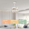 52" Crystal Ceiling Fan with 5 Reversible Blades Light Kit and Remote Control, 3-Speed - Matte White