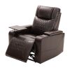 Power Motion Recliner with USB Charging Port and Hidden Arm Storage 2 Convenient Cup Holders Design and 360¬∞ Swivel Tray Table,Brown (old sku: SG0006