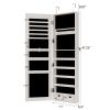 Mirror Jewelry Cabinet, 47.2 Inch Large Capacity Lockable Jewelry Armoire Organizer, Wall or Door Mounted Mirror with Jewelry Storage-White