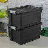 19 Gallon Stacker Tote Plastic, Black, Set of 6