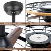 InfiniPower 16'' ceiling fans with lights and remote, Caged Ceiling Fan with Reversible Motor for Different Seasons, Quiet and Energy Saving, 6 level