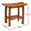 Oceanstar Solid Wood Spa Shower Bench with Storage Shelf, Teak Color Finish