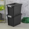 7.5 Gallon Stacker Tote Plastic, Black, Storage,Set of 6