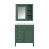 30'' Bathroom Vanity with Top Sink, Modern Bathroom Storage Cabinet with 2 Drawers and a Tip-out Drawer, Freestanding Vanity Set with Mirror Cabinet,