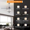 52 Inch Crystal Ceiling Fan , Modern Electrical Fan with 5 Wood Reversible Blades, 4 Bulbs Not Included,Noiseless Reversible AC Motor for Bedroom/Livi