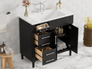 36'' Bathroom Vanity with Top Resin Sink, Freestanding Bathroom Storage Cabinet with 2 Drawers and a Tip-out Drawer, Solid Wood Frame Vanity Set, Heig