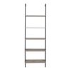 5-Shelf Wood Ladder Bookcase with Metal Frame, Industrial 5-Tier Modern Ladder Shelf Wood Shelves,Gray YJ