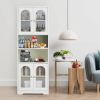 67" Tall Bathroom Storage Cabinet with Doors and Shelves, Towel Cabinet for Bathroom Freestanding, Linen Cabinet for Bathroom Storage 6 Tier, White Ki