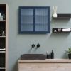 Retro Style Haze Double Glass Door Wall Cabinet With Detachable Shelves for Office, Dining Room,Living Room, Kitchen and Bathroom BLUE Color