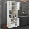 67" Tall Bathroom Storage Cabinet with Doors and Shelves, Towel Cabinet for Bathroom Freestanding, Linen Cabinet for Bathroom Storage 6 Tier, White Ki