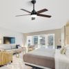 Low Profile 42 Inch Ceiling Fan 5 Blades Noiseless Reversible Dc Motor Remote Control With Led Light