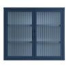 Retro Style Haze Double Glass Door Wall Cabinet With Detachable Shelves for Office, Dining Room,Living Room, Kitchen and Bathroom BLUE Color