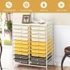 20 Drawer Rolling Storage Cart Tools Scrapbook Paper Office School Organizer Yellow