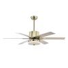 52'' Modern Ceiling Fans with Remote,Wood Ceiling Fan with Lights,LED Ceiling Fan Light with 5 Blade,3 Speed AC Motor Indoor Ceiling Fan for Patio,Liv