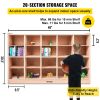 VEVOR Cubby Wooden Storage Unit 20 Cubby Storage Unit Classroom 30 Inch High Plywood Wooden Cubbies for Classroom