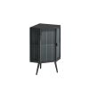 22.25" Floor Coner Cabinet with Tempered Glass Door & Storage Shelves for Bathroom, Living Room, Bedroom (Black)