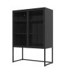 47.2 inches high Metal Storage Cabinet with 2 Mesh Doors;  Suitable for Office;  Dining Room and Living Room