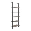 5-Shelf Wood Ladder Bookcase with Metal Frame, Industrial 5-Tier Modern Ladder Shelf Wood Shelves,Gray YJ