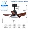 28 lnch Ceiling Fan with Lights Remote Control, Small Ceiling Fan Flush Mount, 5 Reversible Blades, Low Profile Ceiling Fan Light with 6 Speeds 3 Colo