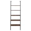 Industrial Wall Mounted Bookcase 5-Tier Open Ladder Shelf Bookshelf with Metal Frame, 23.6" L x 11.8" W x 70.9" H