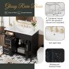 36'' Bathroom Vanity with Top Resin Sink, Freestanding Bathroom Storage Cabinet with 2 Drawers and a Tip-out Drawer, Solid Wood Frame Vanity Set, Heig