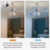 52 Inch Crystal Ceiling Fan , Modern Electrical Fan with 5 Wood Reversible Blades, 4 Bulbs Not Included,Noiseless Reversible AC Motor for Bedroom/Livi