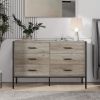 Wood Dresser with 6 Drawers, Wooden Storage Closet for Bedroom, Solid Clothes Cabinet with Sturdy Steel Frame, 48.58"W√ó15.75"D√ó31.22"H, 48 inch, Rus