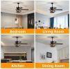 52 Inch Farmhouse Ceiling Fan with Lights and Remote,3-Lights Ceiling Fan with Caged Light Fixture (No include Bulbs), Ceiling Fan for Patio,Living ro