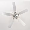 52 Inch Crystal Ceiling Fan , Modern Electrical Fan with 5 Wood Reversible Blades, 4 Bulbs Not Included,Noiseless Reversible AC Motor for Bedroom/Livi