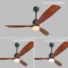 60inch 3 Solid Wood Blade DC Motor Ceiling Fan Decorate for the Living Room with Light