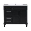 36'' Bathroom Vanity with Top Resin Sink, Freestanding Bathroom Storage Cabinet with 2 Drawers and a Tip-out Drawer, Solid Wood Frame Vanity Set, Heig